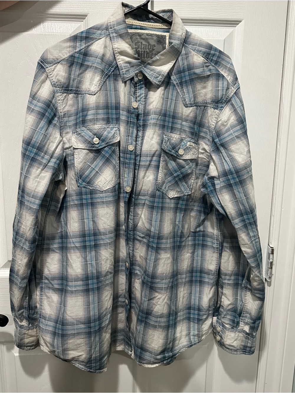 Blue Plaid Men's Shirt size xl